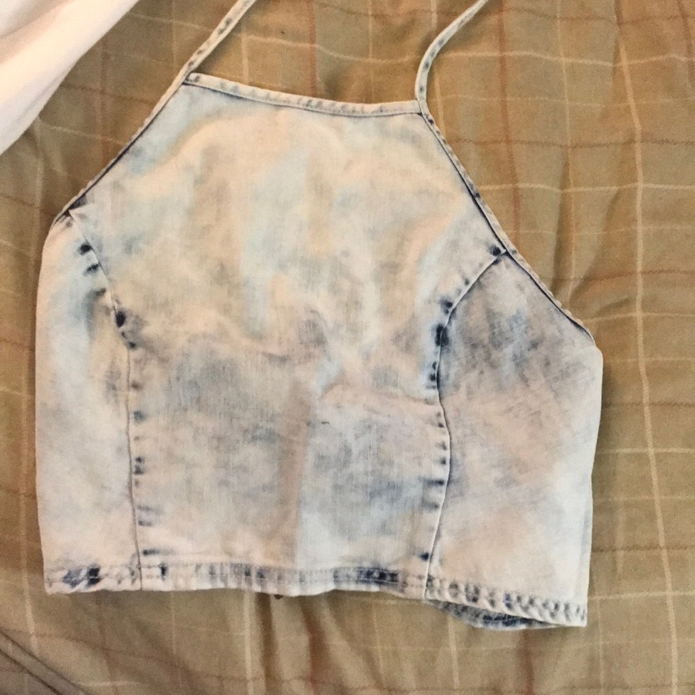 Acid wash halter top